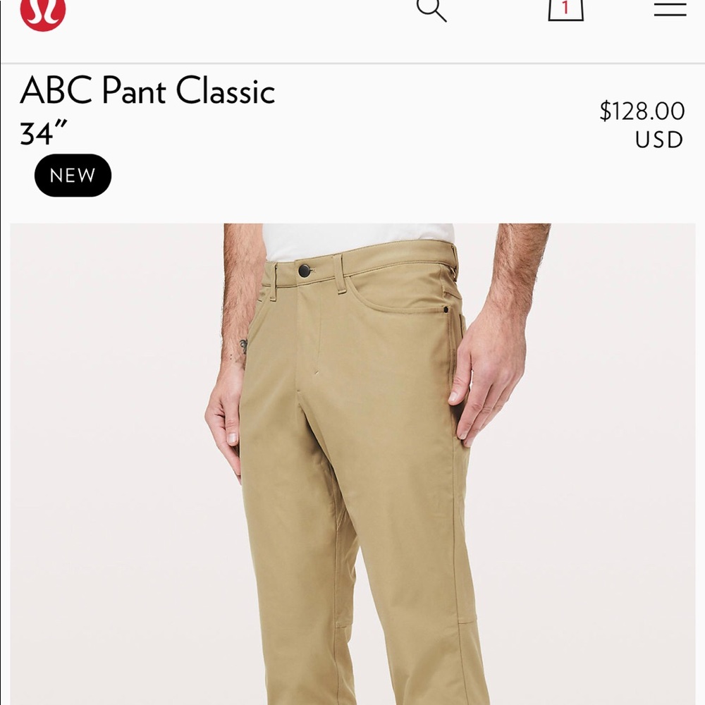 Lululemon ABC size 32” tan pants, classic style